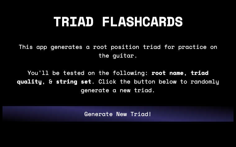 Triad Flashcards — guitar practice tool