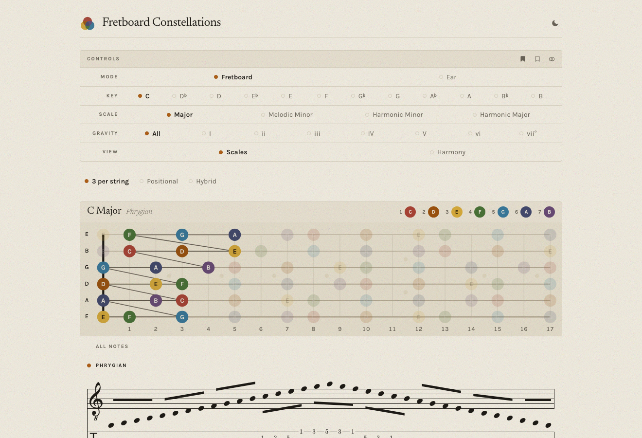 Fretboard Constellations — an interactive guitar-theory instrument