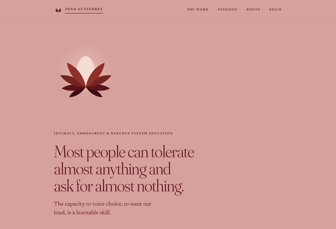 Joan Gutiérrez — brand and marketing site for an embodiment educator