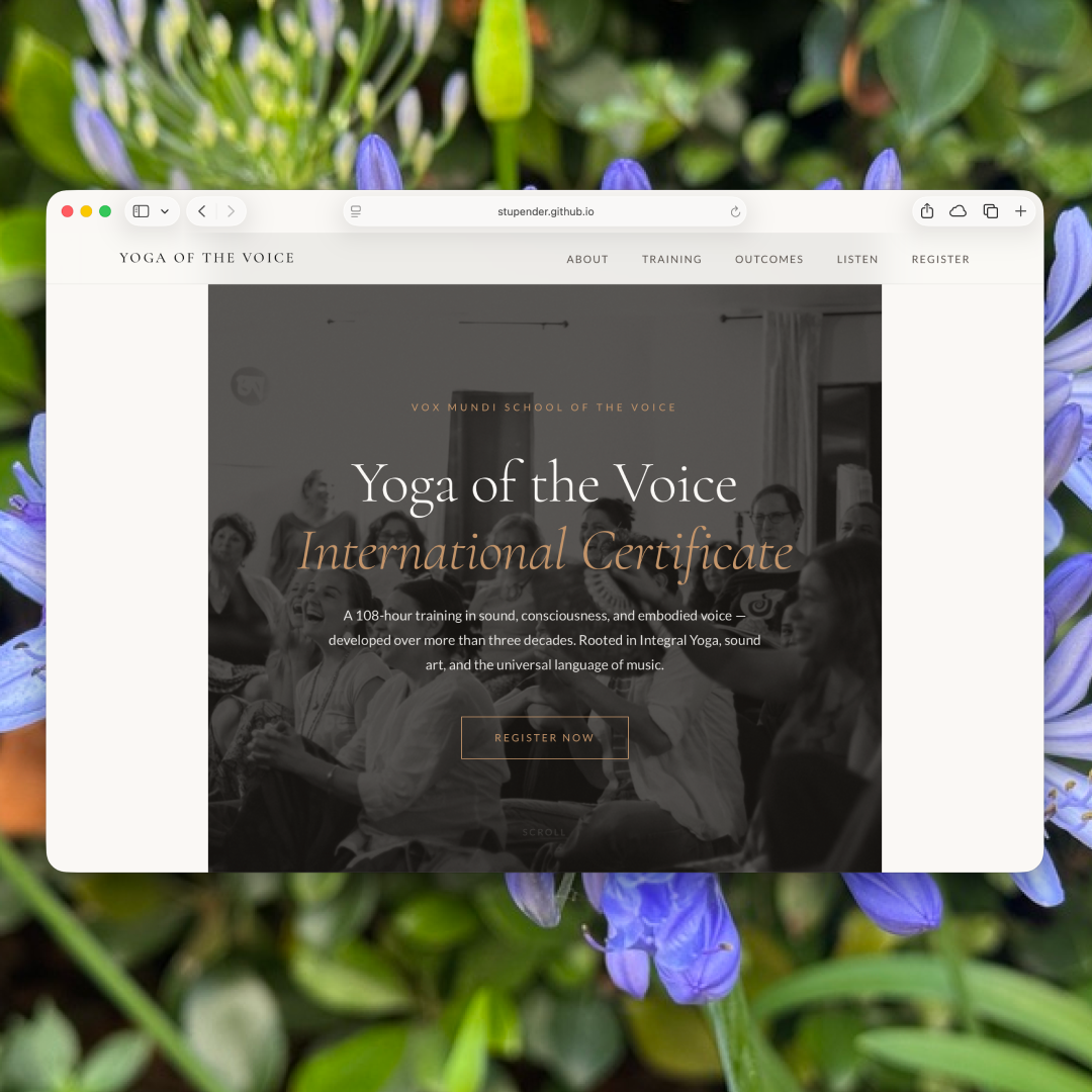 Vox Mundi — Yoga of the Voice marketing landing page
